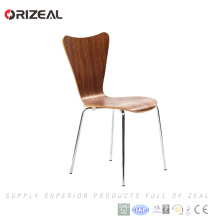 Home Modern Furniture metal frame fashioned veneer walnut curved plywood chairs for dinner